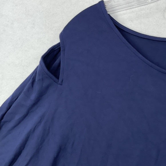 Belle Kim Gravel QVC Womens Size 2X Modal Blend Navy Blue Stretch Tunic Top - Picture 13 of 15